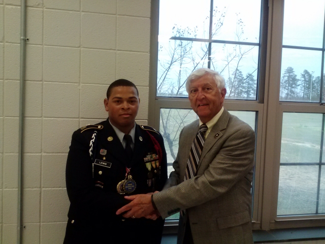 Leadership Award to Cadet Command Sergeant Major Timothy Lewis, East Columbus HS