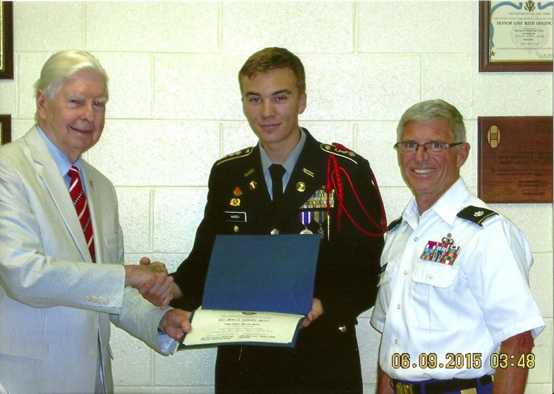 Leadership Award for Cadet CPT Harrison Hardy, NHHS 15 May 2015